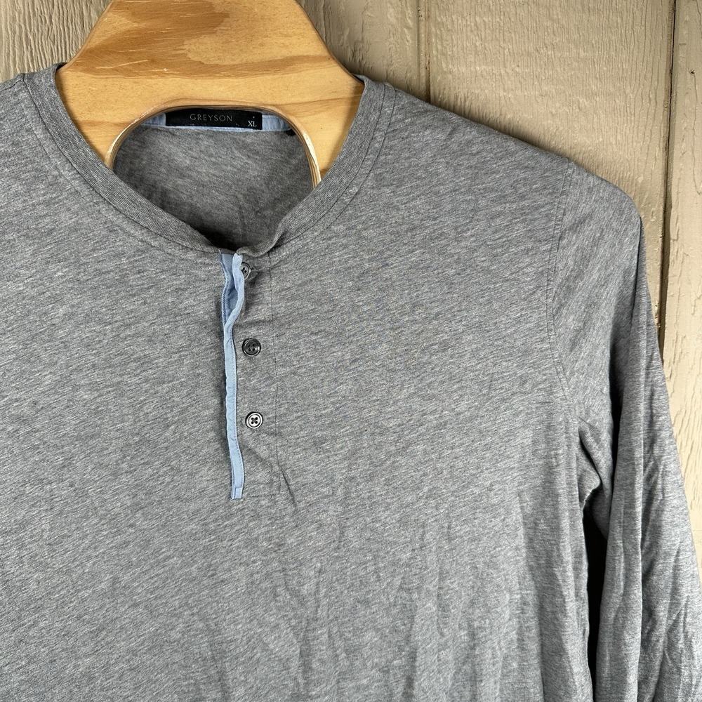 Greyson Alpha Slub Henley Shirt Mens XL Gray Long Sleeve Cotton Golf T-Shirt